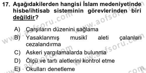 İslam Kurumları ve Medeniyeti Dersi 2025 - 2026 Yılı (Final) Dönem Sonu Sınav Soruları 17. Soru