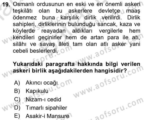 İslam Kurumları ve Medeniyeti Dersi 2025 - 2026 Yılı (Final) Dönem Sonu Sınav Soruları 19. Soru