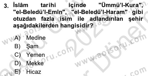 İslam Kurumları ve Medeniyeti Dersi 2025 - 2026 Yılı (Final) Dönem Sonu Sınav Soruları 3. Soru