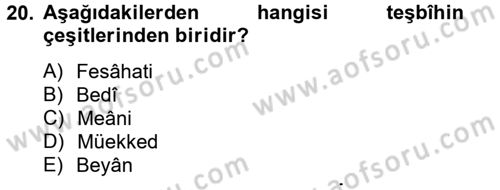 Türk İslam Edebiyatı Dersi 2012 - 2013 Yılı (Vize) Ara Sınav Soruları 20. Soru