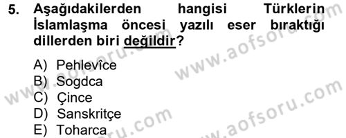 Türk İslam Edebiyatı Dersi 2012 - 2013 Yılı (Vize) Ara Sınav Soruları 5. Soru