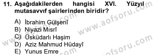 Türk İslam Edebiyatı Dersi 2012 - 2013 Yılı (Final) Dönem Sonu Sınav Soruları 11. Soru