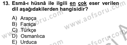 Türk İslam Edebiyatı Dersi 2012 - 2013 Yılı (Final) Dönem Sonu Sınav Soruları 13. Soru
