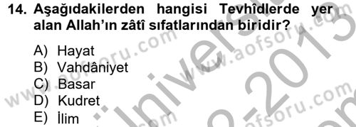 Türk İslam Edebiyatı Dersi 2012 - 2013 Yılı (Final) Dönem Sonu Sınav Soruları 14. Soru