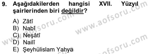 Türk İslam Edebiyatı Dersi 2012 - 2013 Yılı (Final) Dönem Sonu Sınav Soruları 9. Soru