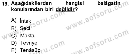Türk İslam Edebiyatı Dersi 2013 - 2014 Yılı (Vize) Ara Sınav Soruları 19. Soru