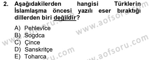Türk İslam Edebiyatı Dersi 2013 - 2014 Yılı (Vize) Ara Sınav Soruları 2. Soru