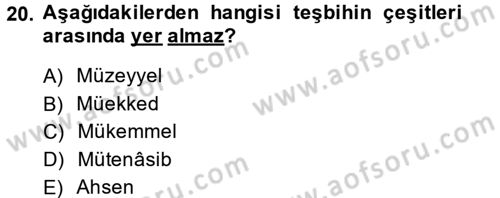 Türk İslam Edebiyatı Dersi 2013 - 2014 Yılı (Vize) Ara Sınav Soruları 20. Soru