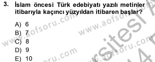 Türk İslam Edebiyatı Dersi 2013 - 2014 Yılı (Vize) Ara Sınav Soruları 3. Soru