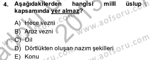 Türk İslam Edebiyatı Dersi 2013 - 2014 Yılı (Vize) Ara Sınav Soruları 4. Soru