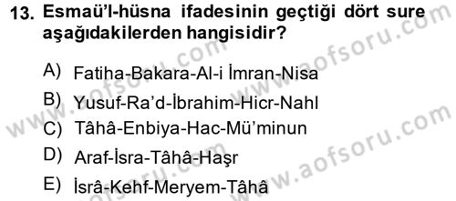Türk İslam Edebiyatı Dersi 2013 - 2014 Yılı (Final) Dönem Sonu Sınav Soruları 13. Soru