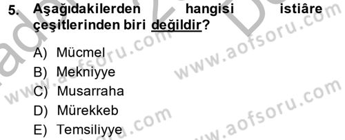 Türk İslam Edebiyatı Dersi 2013 - 2014 Yılı (Final) Dönem Sonu Sınav Soruları 5. Soru