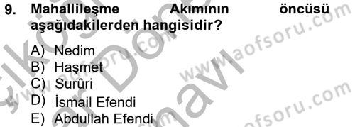 Türk İslam Edebiyatı Dersi 2013 - 2014 Yılı (Final) Dönem Sonu Sınav Soruları 9. Soru