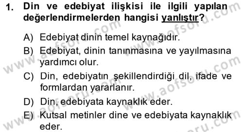 Türk İslam Edebiyatı Dersi 2014 - 2015 Yılı (Vize) Ara Sınav Soruları 1. Soru
