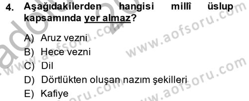 Türk İslam Edebiyatı Dersi 2014 - 2015 Yılı (Vize) Ara Sınav Soruları 4. Soru