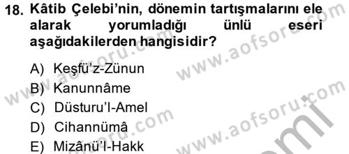 Türk İslam Edebiyatı Dersi 2014 - 2015 Yılı (Final) Dönem Sonu Sınav Soruları 18. Soru