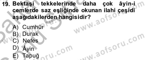 Türk İslam Edebiyatı Dersi 2014 - 2015 Yılı (Final) Dönem Sonu Sınav Soruları 19. Soru