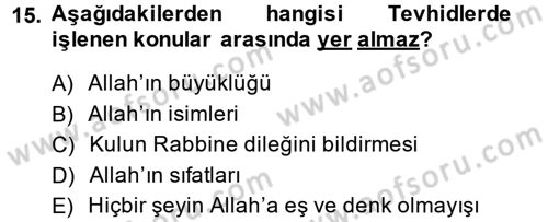 Türk İslam Edebiyatı Dersi 2014 - 2015 Yılı Tek Ders Sınav Soruları 15. Soru