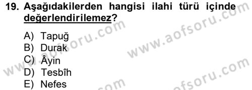 Türk İslam Edebiyatı Dersi 2014 - 2015 Yılı Tek Ders Sınav Soruları 19. Soru