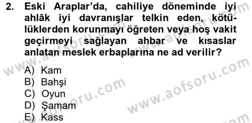 Türk İslam Edebiyatı Dersi 2014 - 2015 Yılı Tek Ders Sınav Soruları 2. Soru