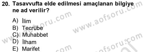 Türk İslam Edebiyatı Dersi 2014 - 2015 Yılı Tek Ders Sınav Soruları 20. Soru