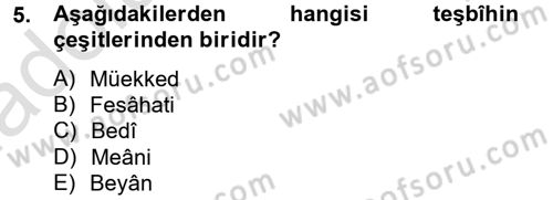 Türk İslam Edebiyatı Dersi 2014 - 2015 Yılı Tek Ders Sınav Soruları 5. Soru