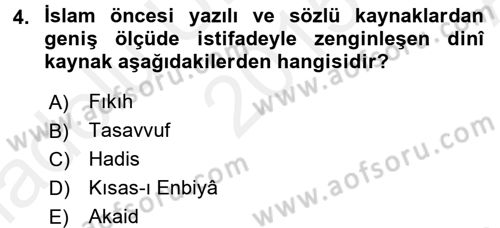 Türk İslam Edebiyatı Dersi 2015 - 2016 Yılı (Vize) Ara Sınav Soruları 4. Soru