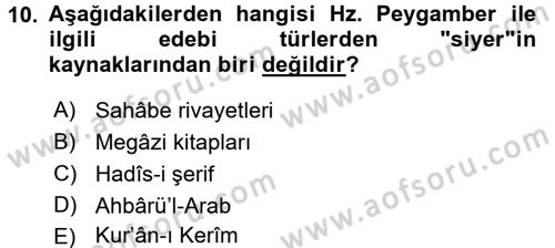 Türk İslam Edebiyatı Dersi 2015 - 2016 Yılı (Final) Dönem Sonu Sınav Soruları 10. Soru