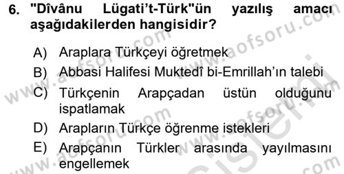 Türk İslam Edebiyatı Dersi 2015 - 2016 Yılı (Final) Dönem Sonu Sınav Soruları 6. Soru