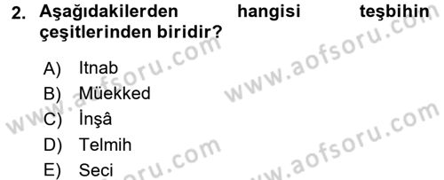 Türk İslam Edebiyatı Dersi 2015 - 2016 Yılı Tek Ders Sınav Soruları 2. Soru