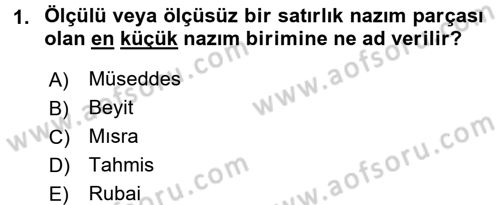 Türk İslam Edebiyatı Dersi 2016 - 2017 Yılı 3 Ders Sınav Soruları 1. Soru