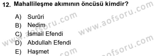 Türk İslam Edebiyatı Dersi 2016 - 2017 Yılı 3 Ders Sınav Soruları 12. Soru