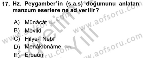 Türk İslam Edebiyatı Dersi 2016 - 2017 Yılı 3 Ders Sınav Soruları 17. Soru