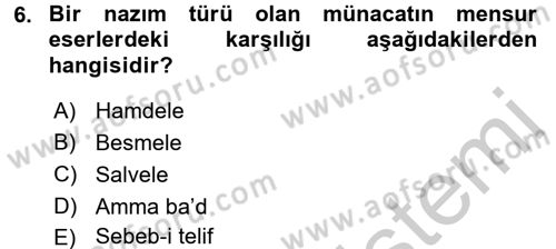 Türk İslam Edebiyatı Dersi 2016 - 2017 Yılı 3 Ders Sınav Soruları 6. Soru
