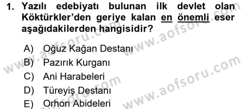 Türk İslam Edebiyatı Dersi 2017 - 2018 Yılı 3 Ders Sınav Soruları 1. Soru