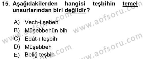 Türk İslam Edebiyatı Dersi 2017 - 2018 Yılı (Vize) Ara Sınav Soruları 15. Soru