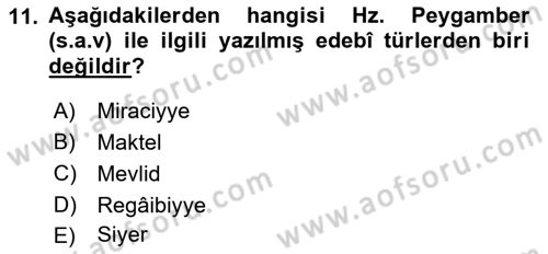 Türk İslam Edebiyatı Dersi 2018 - 2019 Yılı 3 Ders Sınav Soruları 11. Soru