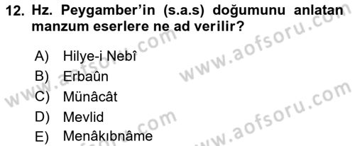 Türk İslam Edebiyatı Dersi 2018 - 2019 Yılı 3 Ders Sınav Soruları 12. Soru