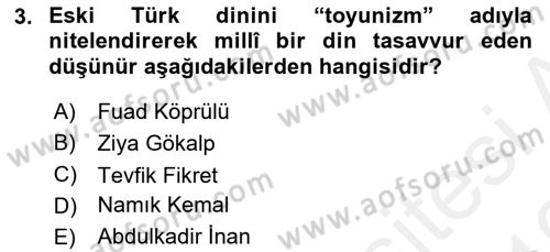 Türk İslam Edebiyatı Dersi 2018 - 2019 Yılı (Vize) Ara Sınav Soruları 3. Soru