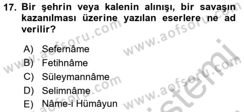 Türk İslam Edebiyatı Dersi 2018 - 2019 Yılı Yaz Okulu Sınav Soruları 17. Soru