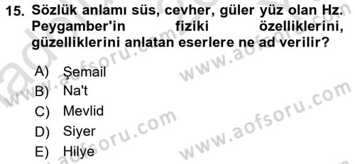 Türk İslam Edebiyatı Dersi 2020 - 2021 Yılı Yaz Okulu Sınav Soruları 15. Soru