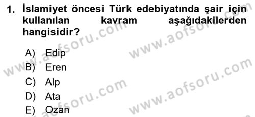 Türk İslam Edebiyatı Dersi 2021 - 2022 Yılı (Vize) Ara Sınav Soruları 1. Soru