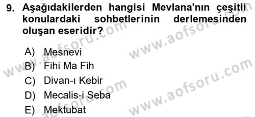 Türk İslam Edebiyatı Dersi 2022 - 2023 Yılı Yaz Okulu Sınav Soruları 9. Soru