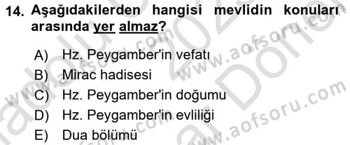 Türk İslam Edebiyatı Dersi 2023 - 2024 Yılı (Final) Dönem Sonu Sınav Soruları 14. Soru