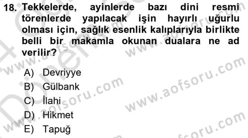 Türk İslam Edebiyatı Dersi 2023 - 2024 Yılı (Final) Dönem Sonu Sınav Soruları 18. Soru