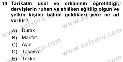 Türk İslam Edebiyatı Dersi 2023 - 2024 Yılı Yaz Okulu Sınav Soruları 19. Soru