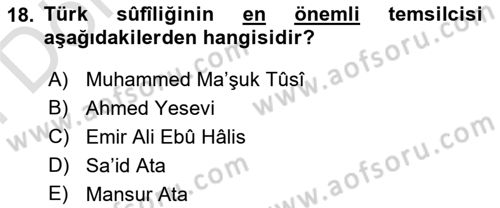 Türk İslam Edebiyatı Dersi 2024 - 2025 Yılı (Final) Dönem Sonu Sınav Soruları 18. Soru