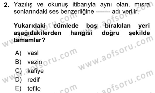 Türk İslam Edebiyatı Dersi 2024 - 2025 Yılı (Final) Dönem Sonu Sınav Soruları 2. Soru