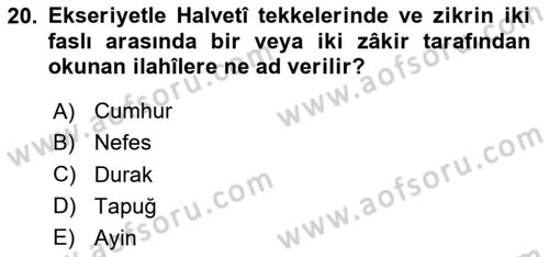 Türk İslam Edebiyatı Dersi 2024 - 2025 Yılı (Final) Dönem Sonu Sınav Soruları 20. Soru