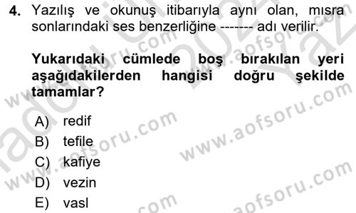 Türk İslam Edebiyatı Dersi 2024 - 2025 Yılı Yaz Okulu Sınav Soruları 4. Soru